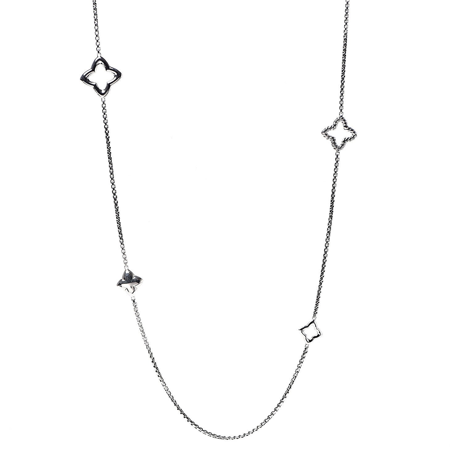 David Yurman Sterling Silver 25mm Quatrefoil Chain Necklace 1 of 4