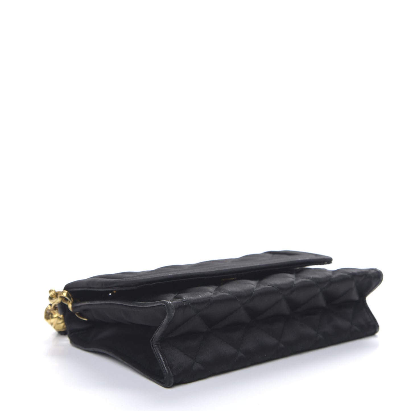 Satin Quilted Tassel Mini Flap Black