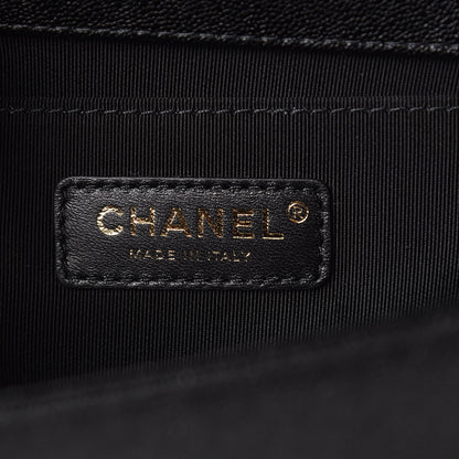 Chanel Caviar Chevron Quilted Medium Boy Flap Black 6 of 9