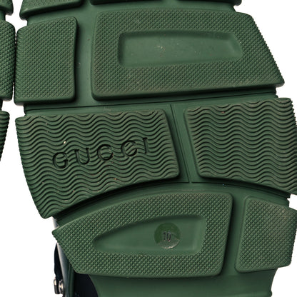 Gucci X SEGA Calfskin Suede Shearling Mens Flashtrek High-Top Sneakers 10 Black Olive Green 6 of 7