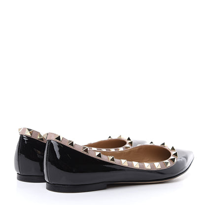 Valentino Garavani Patent Nappa Rockstud Ballerina Flats 35 Black Poudre 4 of 13
