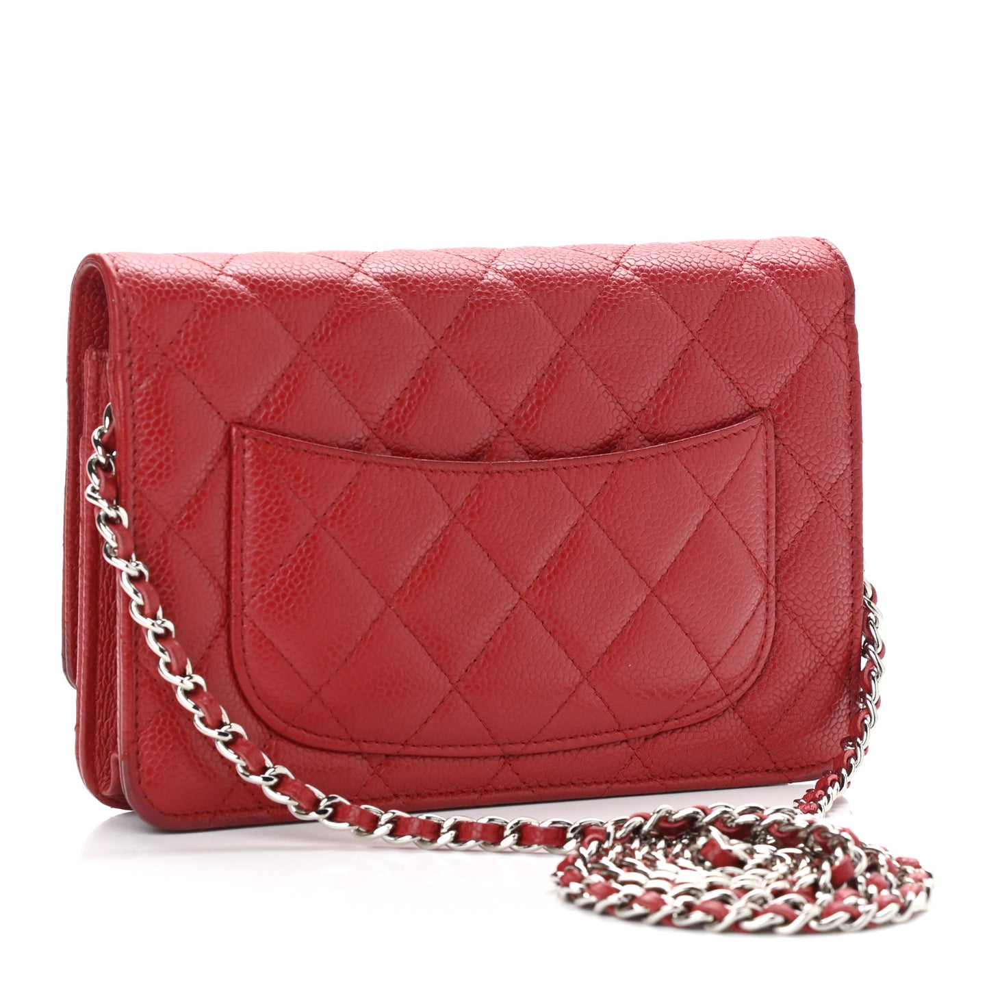 Caviar Quilted Wallet on Chain WOC Red