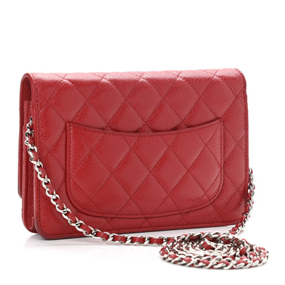 Chanel Caviar Quilted Wallet on Chain WOC Red 3 of 12
