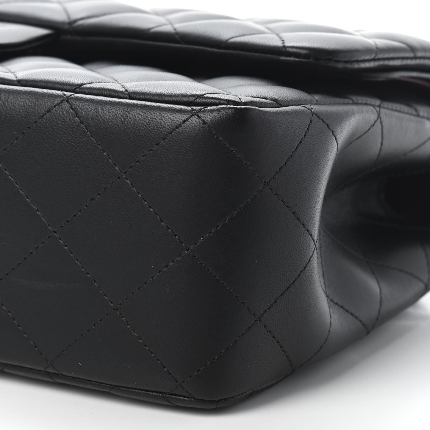 Lambskin Quilted Jumbo Double Flap Black