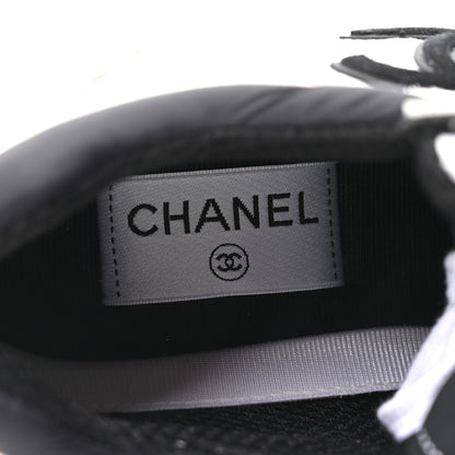 Chanel Mesh Suede Grained Calfskin Womens CC Sneakers 38 White Black 8 of 10
