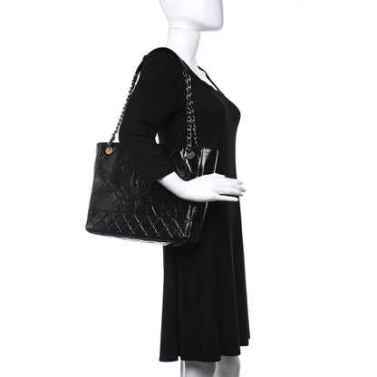Chanel Shiny Aged Calfskin Quilted Small Shopping Bag Black 2 of 9
