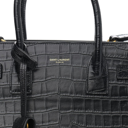 Saint Laurent Calfskin Crocodile Embossed Baby Sac De Jour Black 8 of 11