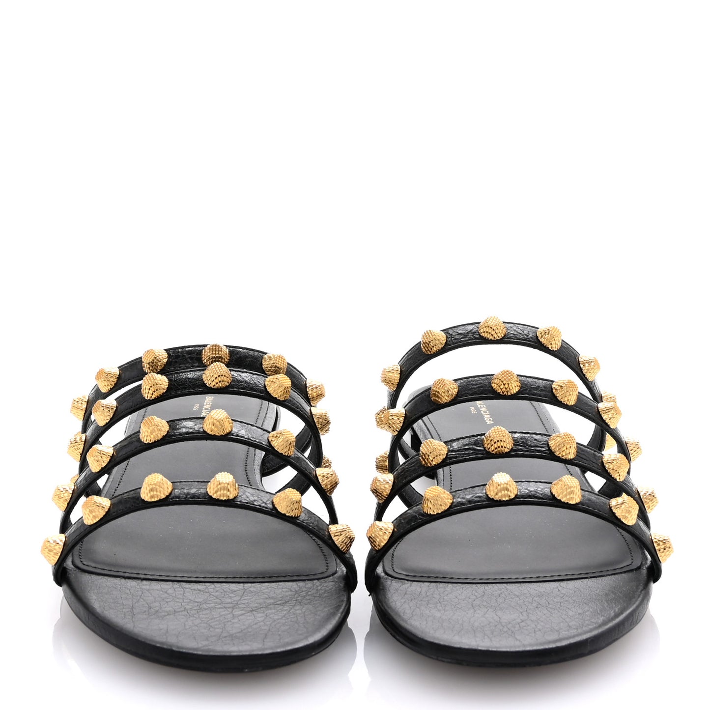 Agneau Lambskin Giant Gold Stud Sandals 41 Black
