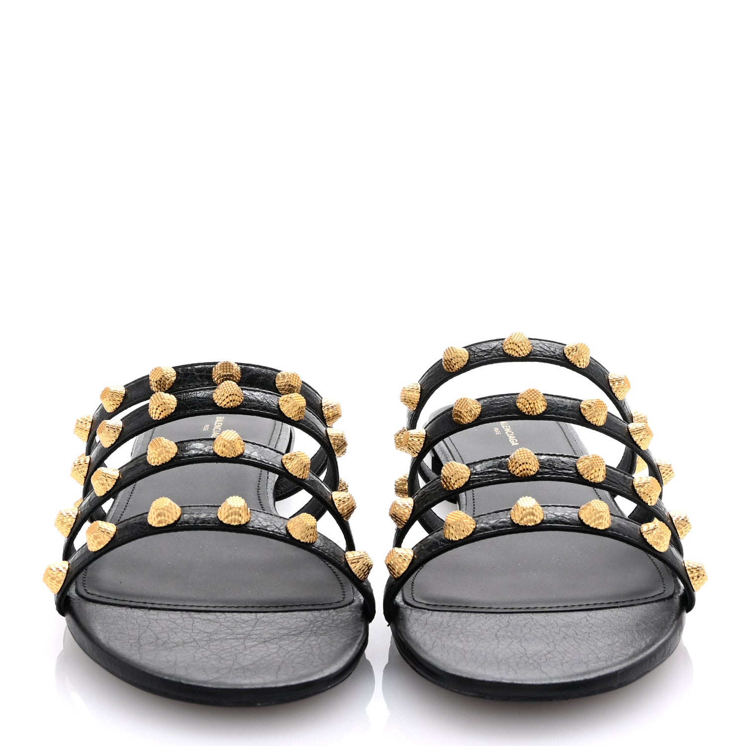 Balenciaga Agneau Lambskin Giant Gold Stud Sandals 41 Black 3 of 10