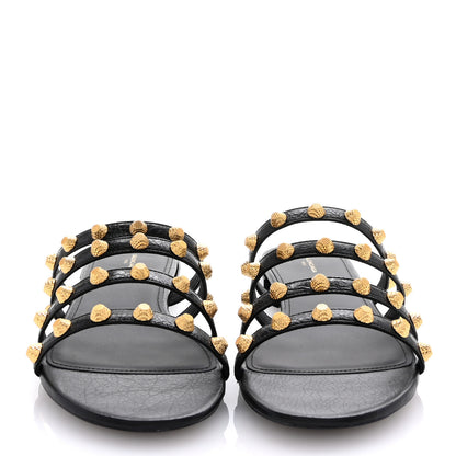 Balenciaga Agneau Lambskin Giant Gold Stud Sandals 41 Black 3 of 10