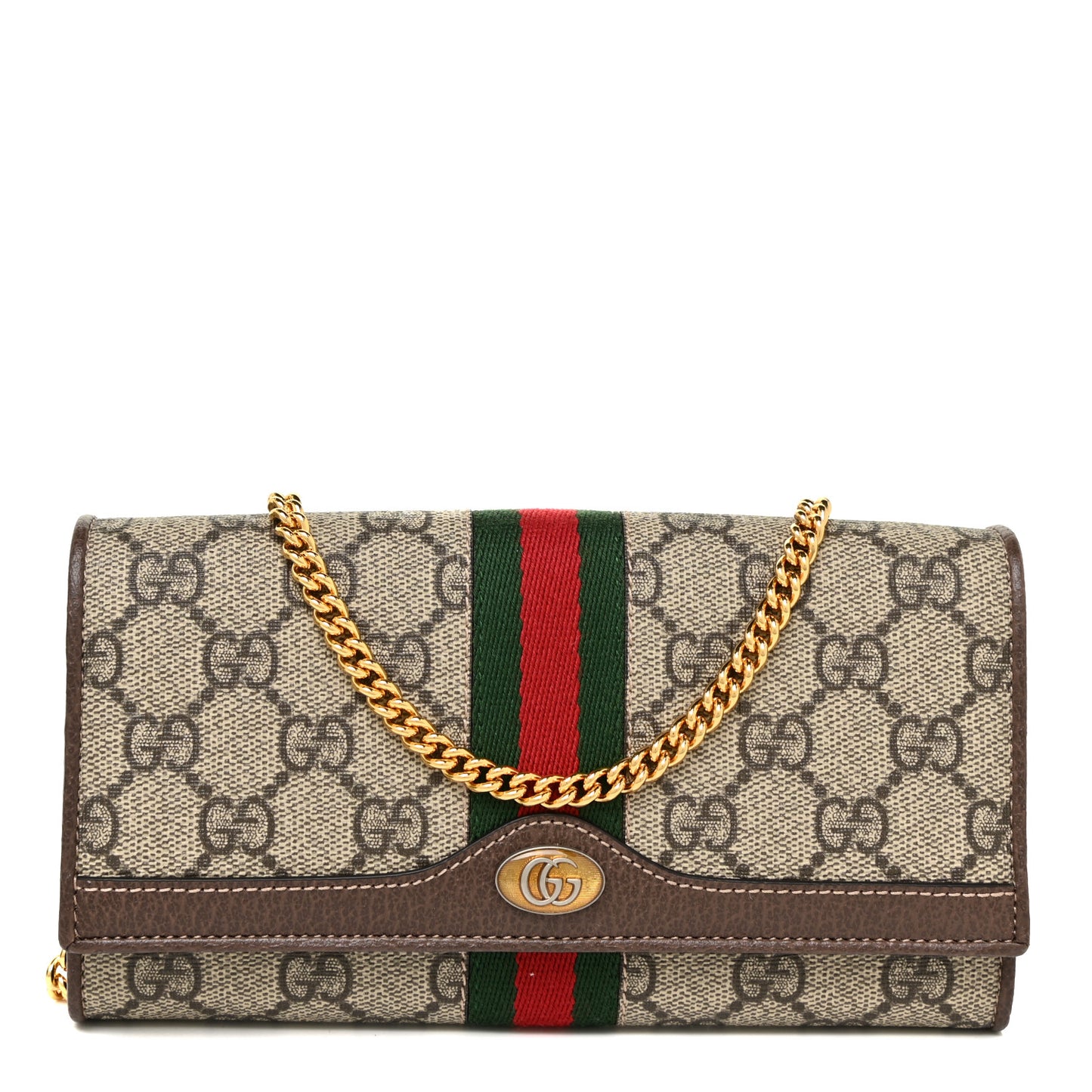 GG Supreme Monogram Web Ophidia Wallet On Chain Brown