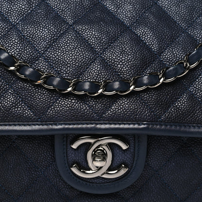 Chanel Caviar Quilted Medium French Riviera Flap Dark Navy Blue 8 of 11