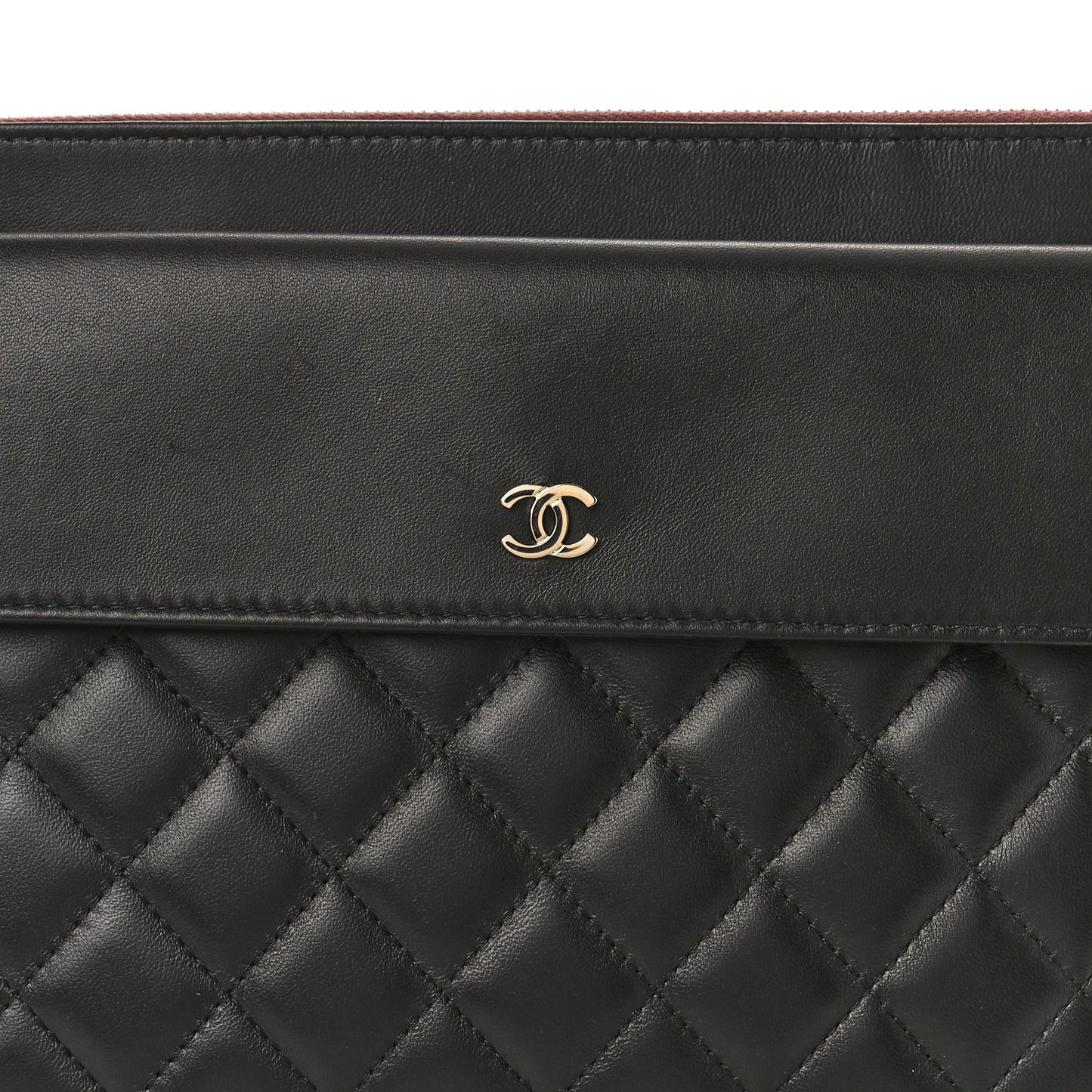 Lambskin Quilted Medium Flap Cosmetic Case Black