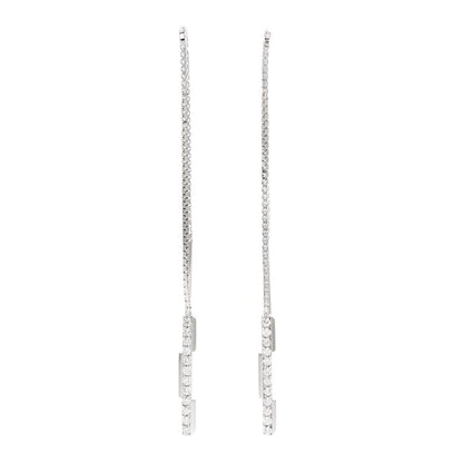Gucci 18K White Gold Diamond Link to Love Chain Earrings 1 of 6