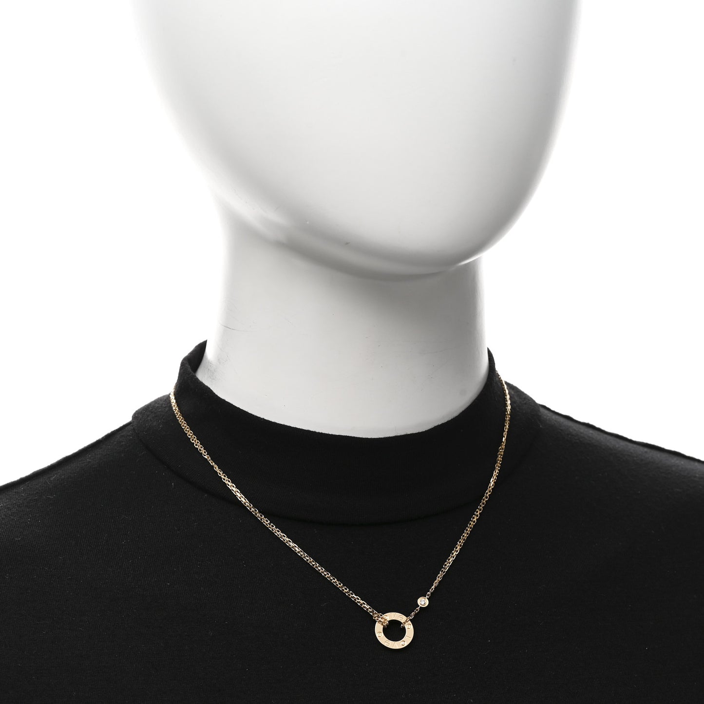 18K Yellow Gold 2 Diamond LOVE Necklace