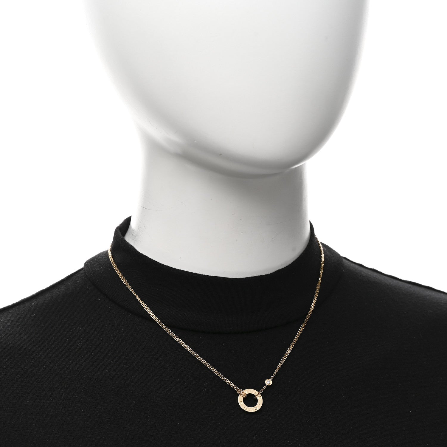 Cartier 18K Yellow Gold 2 Diamond LOVE Necklace 2 of 5