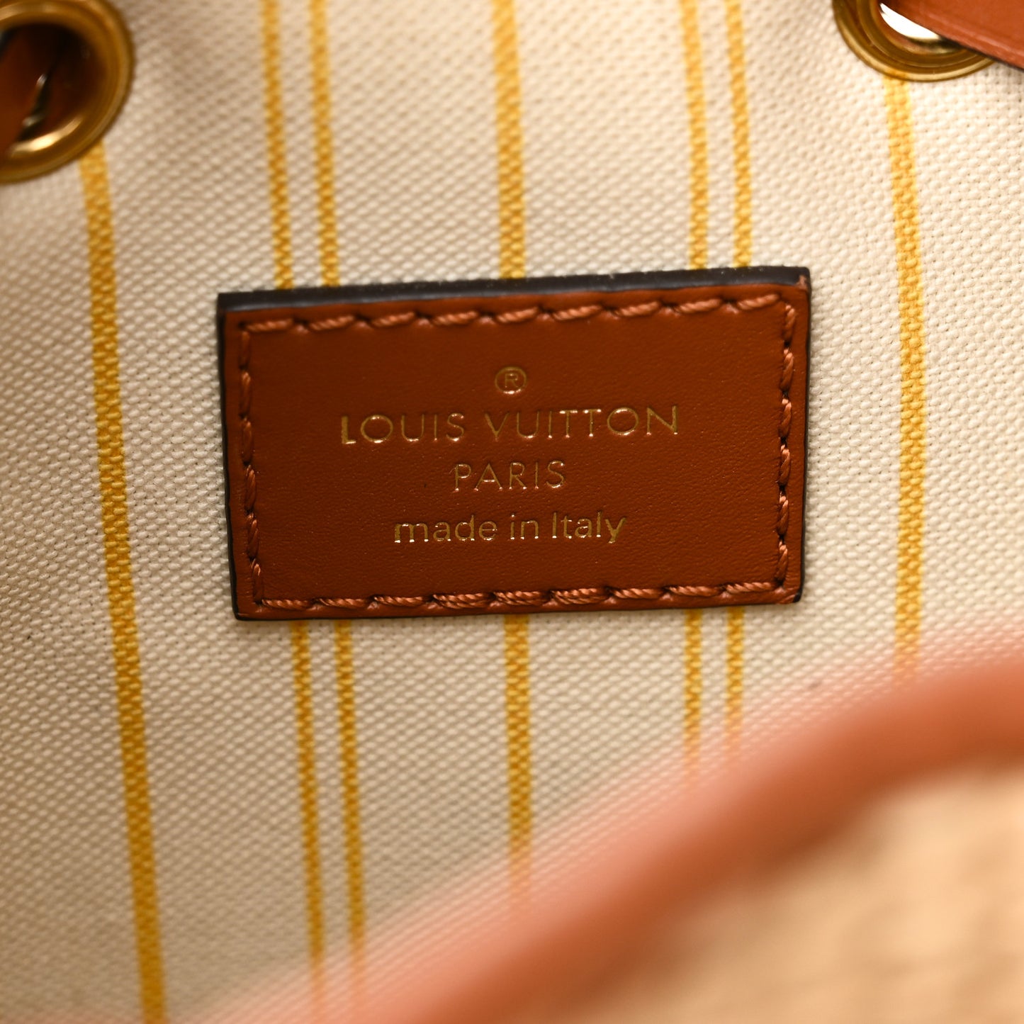 Raffia Calfskin Monogram Neonoe MM Tan