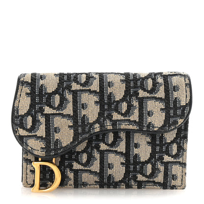Christian Dior Oblique Saddle Card Holder Blue 1 of 7