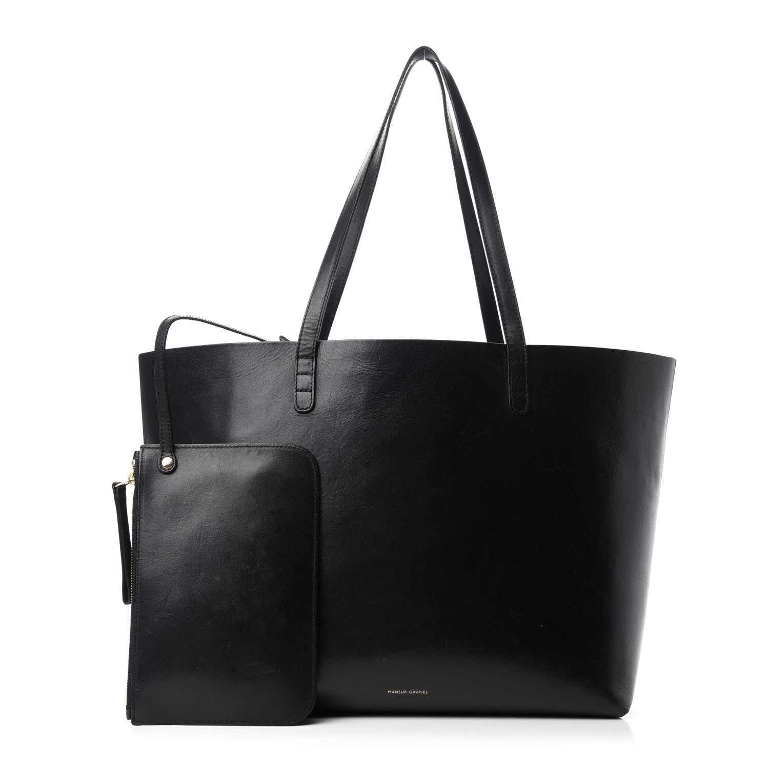 Mansur Gavriel Calfskin Large Shopping Tote Black Royal 1 of 12