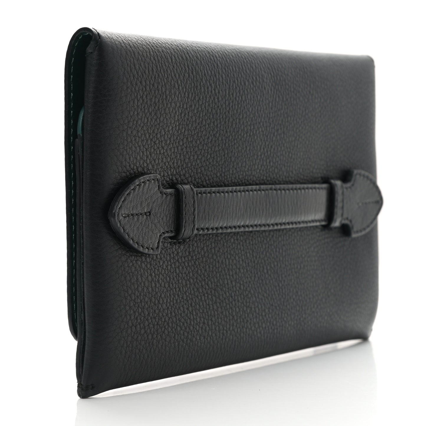Grained Calfskin Continental Flap Wallet Black