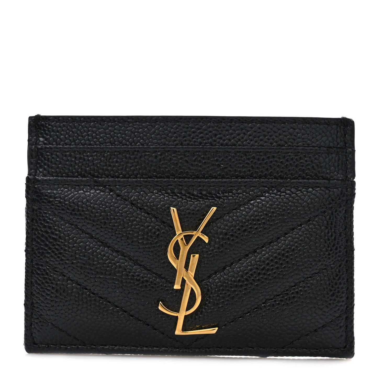 Grain De Poudre Matelasse Chevron Monogram Credit Card Case Black