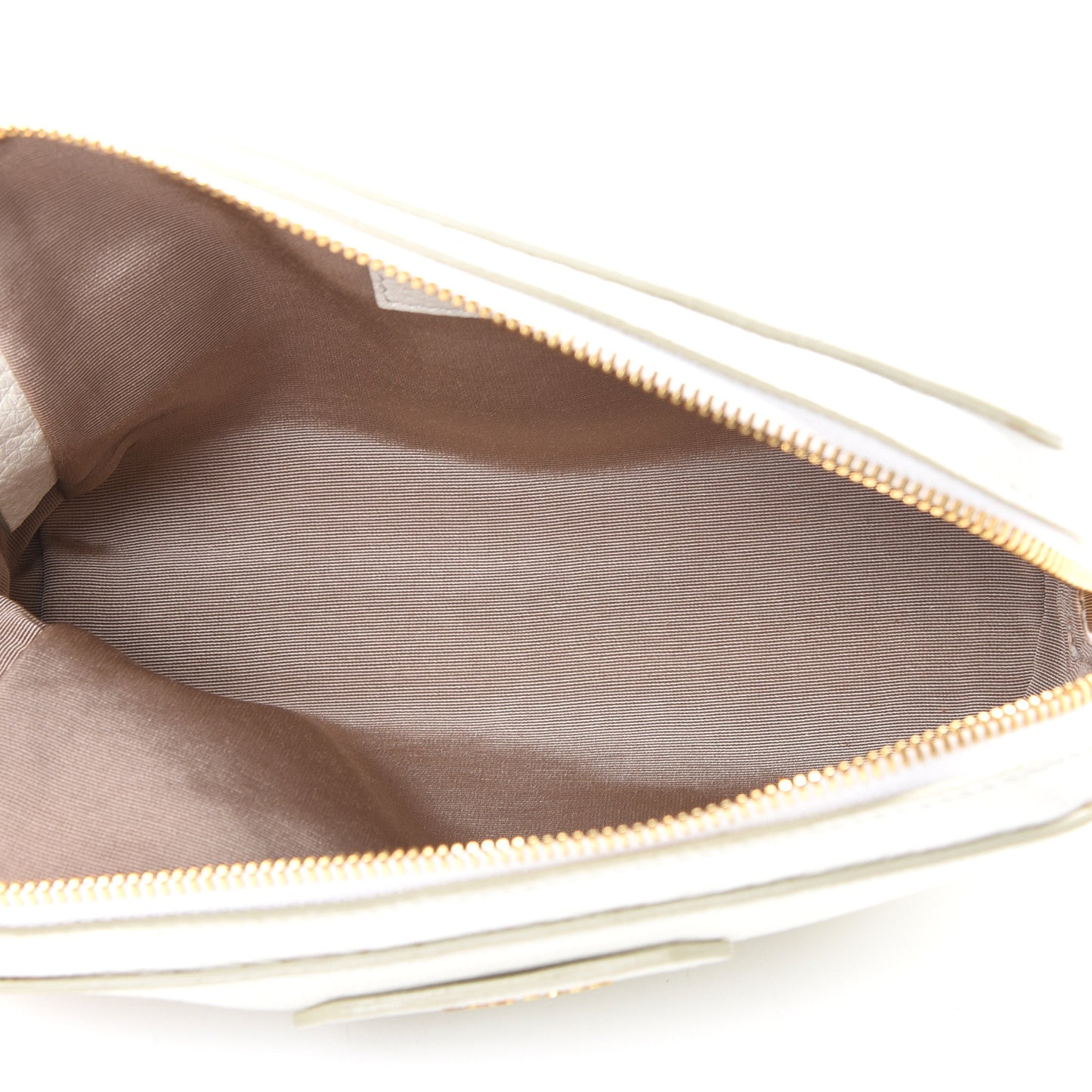 Grained Calfskin Medium Cosmetic Pouch White