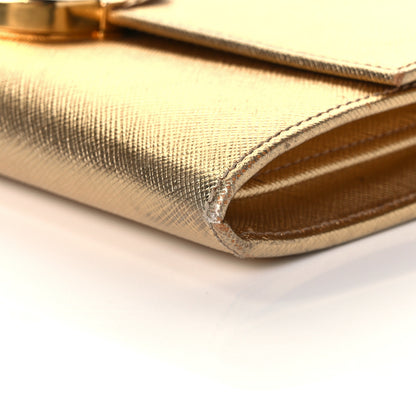 Prada Saffiano Lux Sound Wallet On Chain Platino 7 of 13
