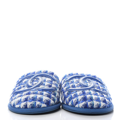 Chanel Tweed CC Flat Mules XS Blue 2 of 10