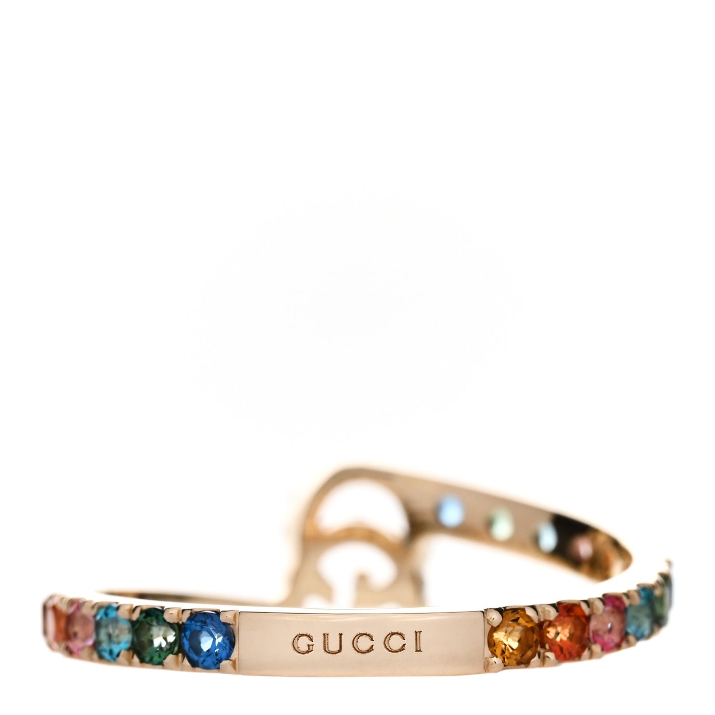 18K Yellow Gold Mixed Gemstone Running GG Ring 54 6.75