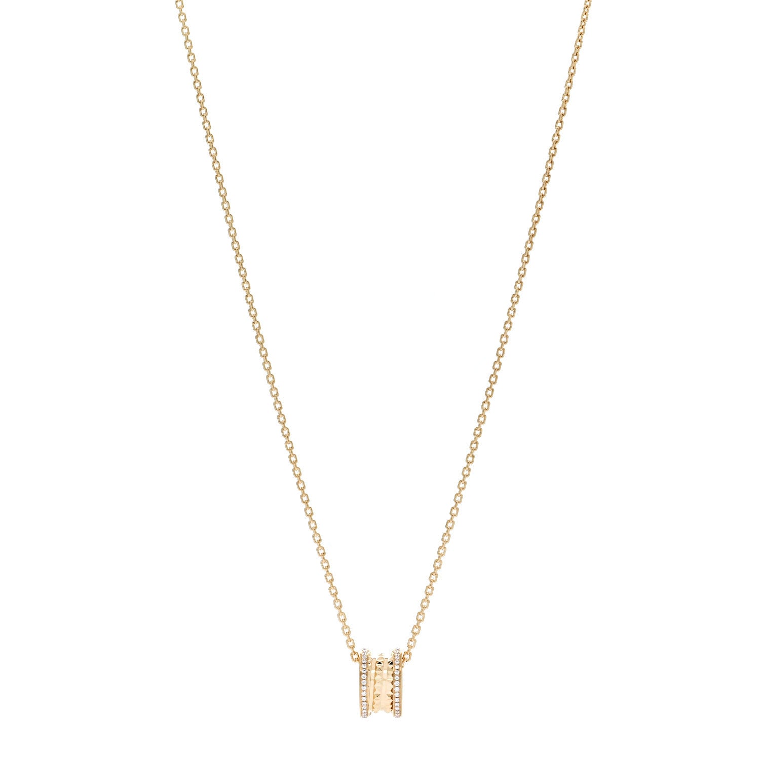 Bulgari 18K Yellow Gold Diamond .38ctw B.Zero1 Rock Pendant Necklace 1 of 5