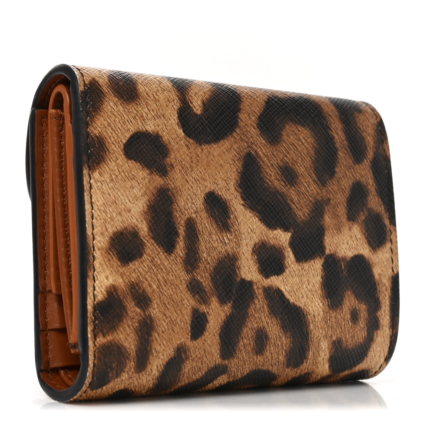 Canvas Leopard Small Triomphe Wallet Tan