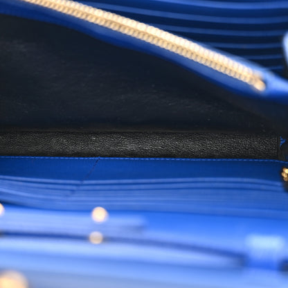 Saint Laurent Grain De Poudre Matelasse Chevron Monogram Chain Wallet Blue Majorelle 5 of 16