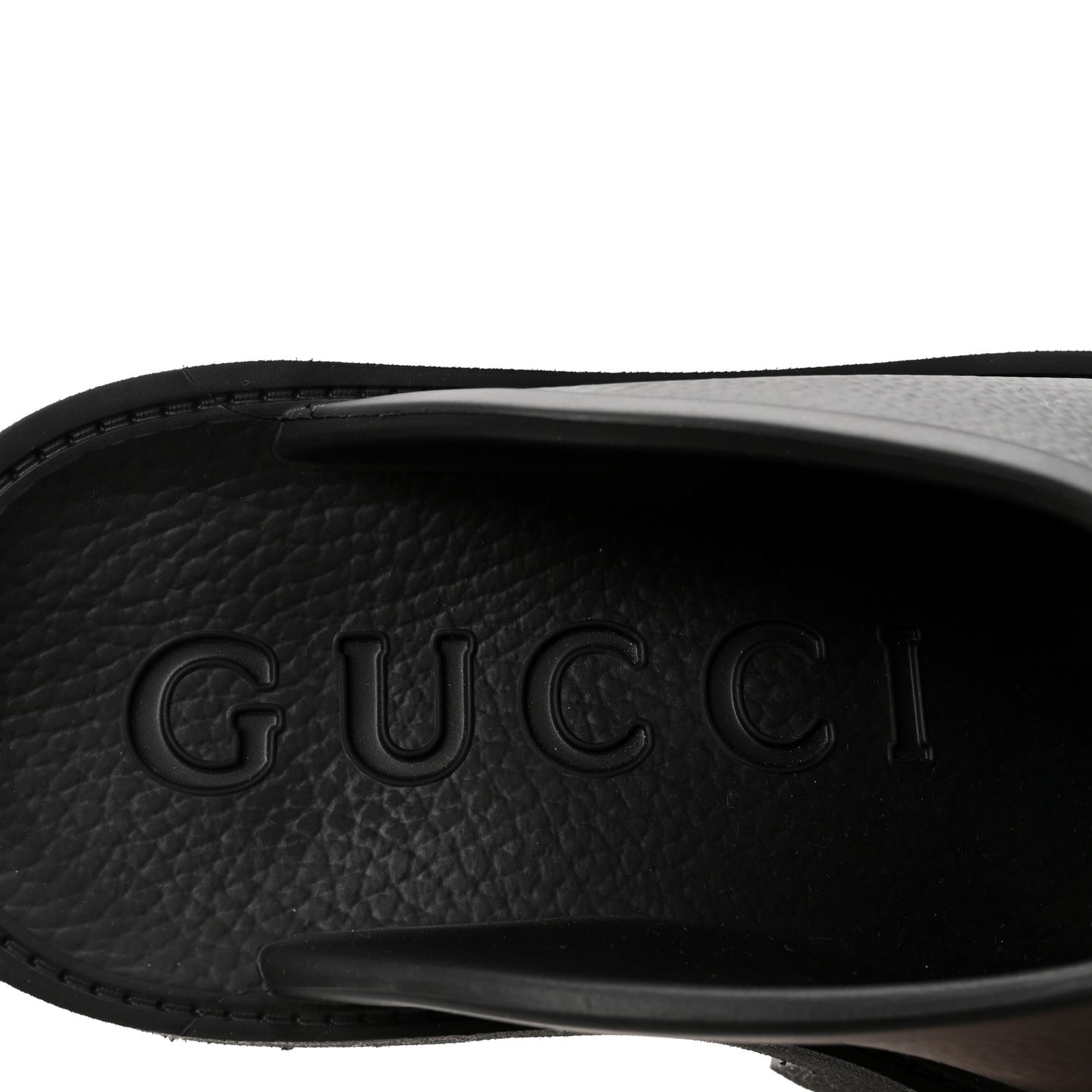 Rubber GG Monogram Perforated Elea Platform 55mm Lug Sole Sandals 38 Black