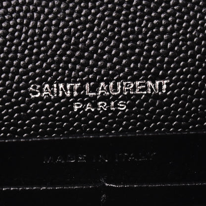 Saint Laurent Grain De Poudre Matelasse Chevron Monogram Chain Wallet Black 6 of 9