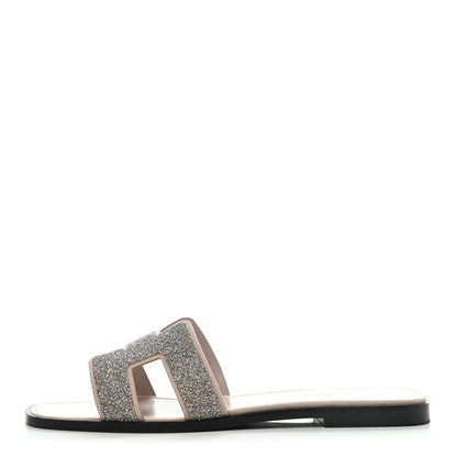 Hermes Suede Goatskin Crystal Powder Oran Sandals 39.5 1 of 8
