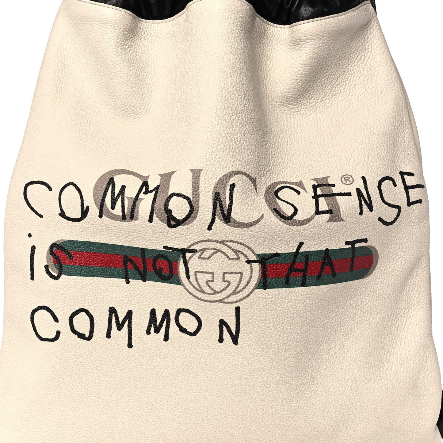 Calfskin Coco Capitan Logo Drawstring Backpack Mystic White