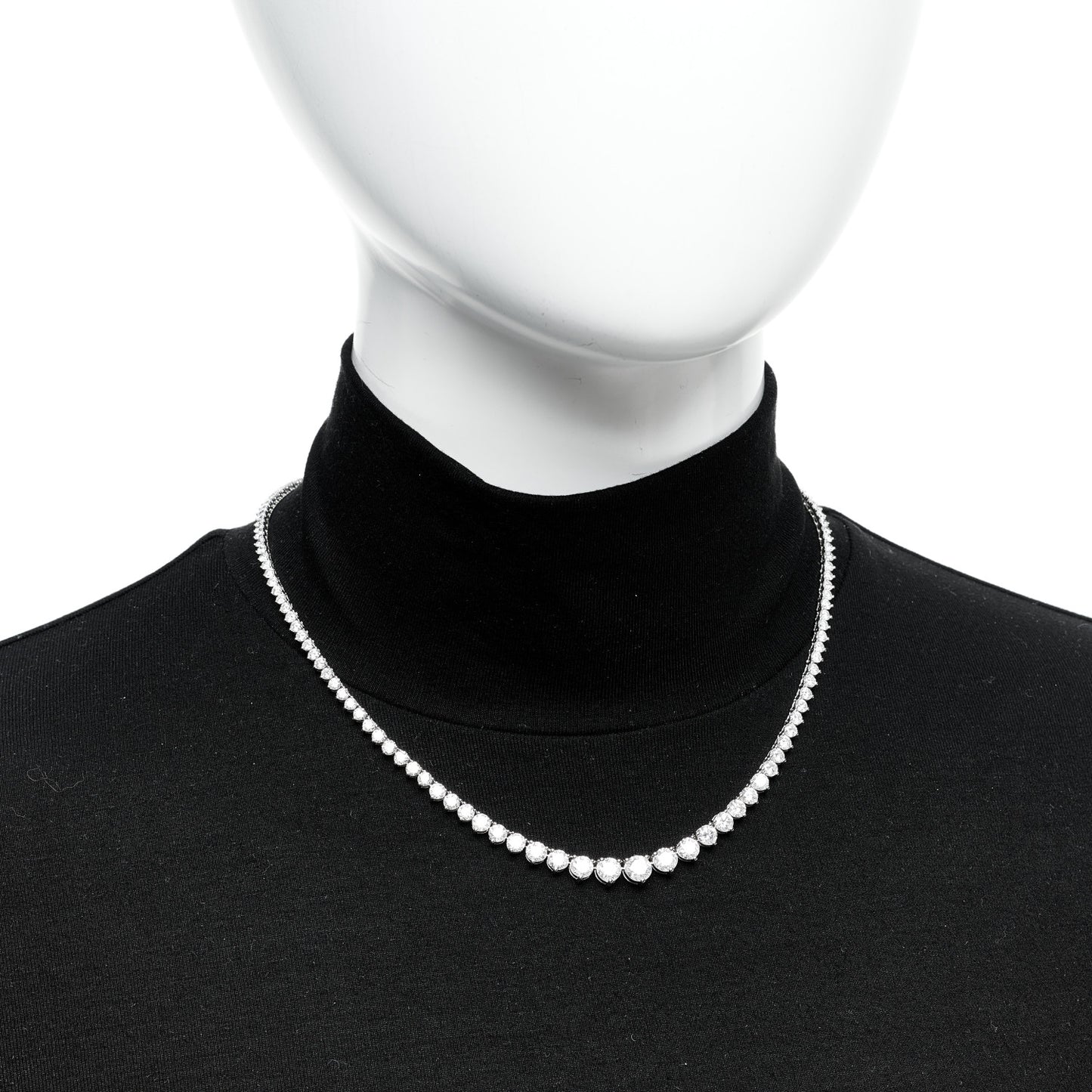 14K White Gold Diamond 13.20ctw Riviera Necklace