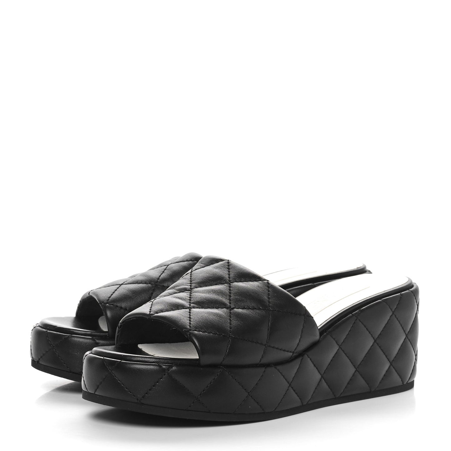 Lambskin CC Mule Sandals 39.5 Black