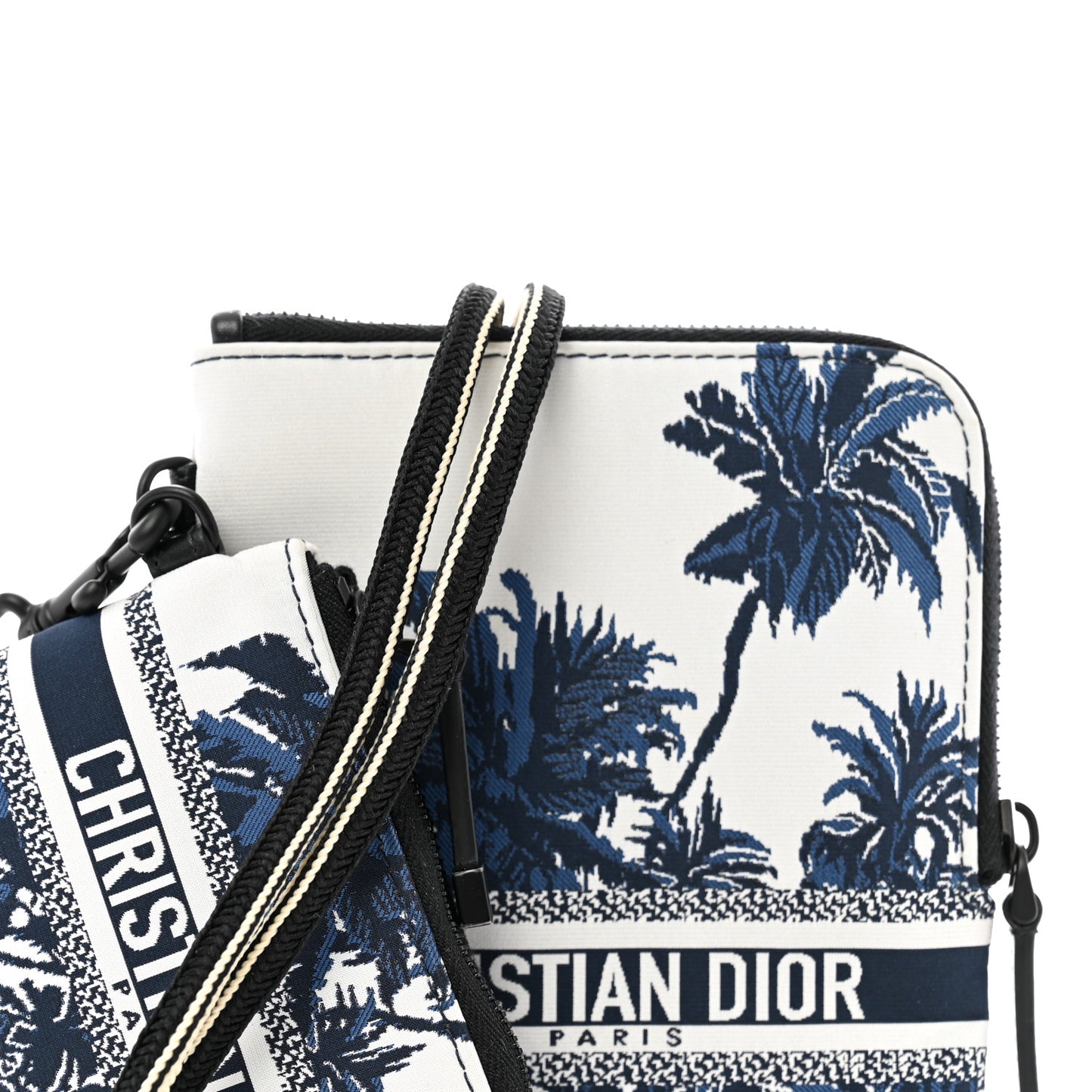 Technical Fabric Embroidered Palm Tree Toile De Jouy DiorTravel Multifunction Pouch Blue
