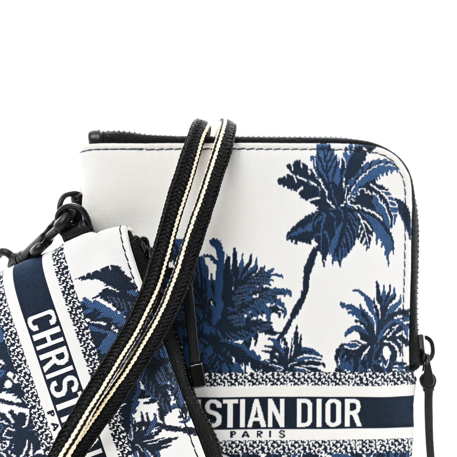 Christian Dior Technical Fabric Embroidered Palm Tree Toile De Jouy DiorTravel Multifunction Pouch Blue 9 of 13