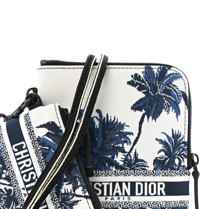 Christian Dior Technical Fabric Embroidered Palm Tree Toile De Jouy DiorTravel Multifunction Pouch Blue 9 of 13