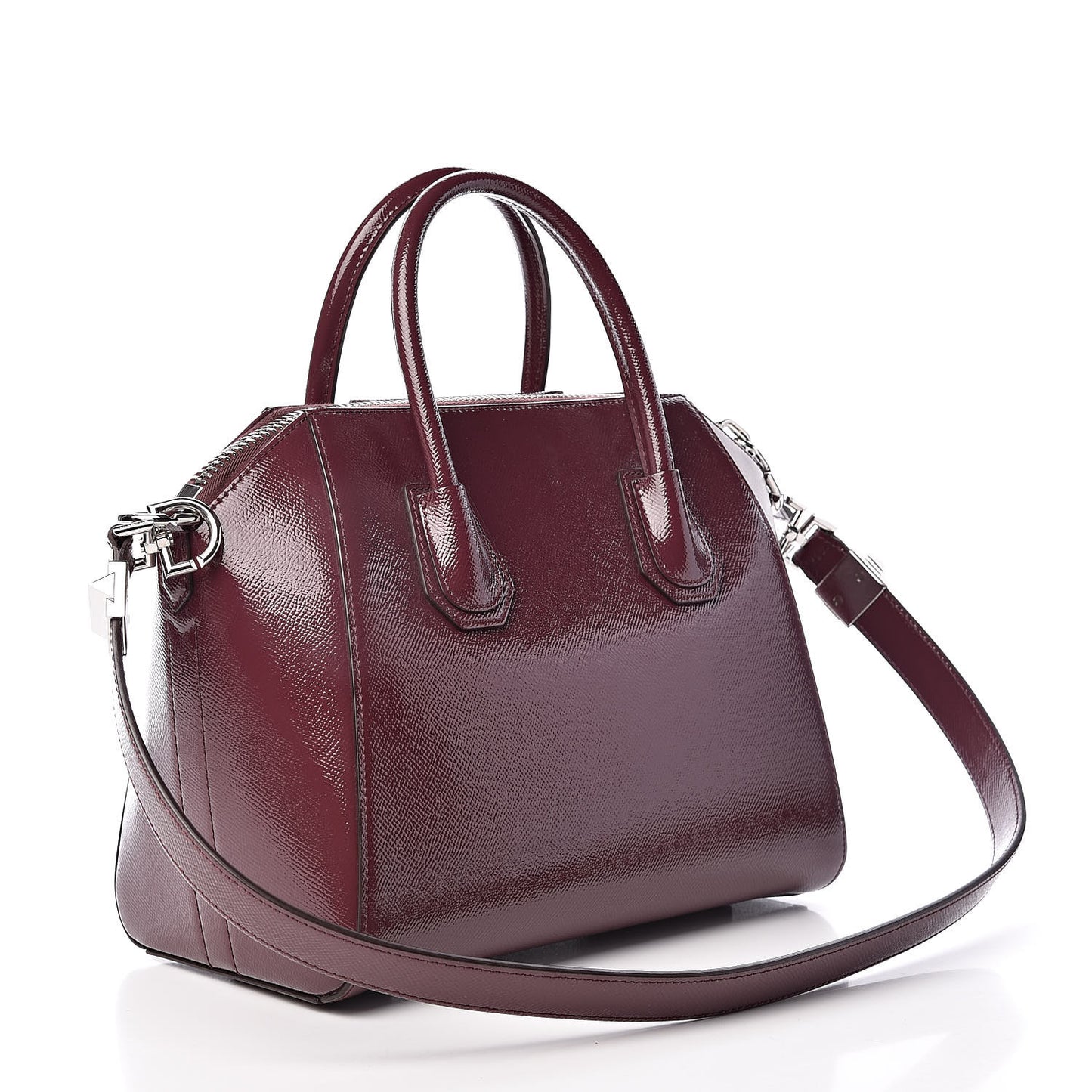 Textured Patent Calfskin Small Antigona Aubergine