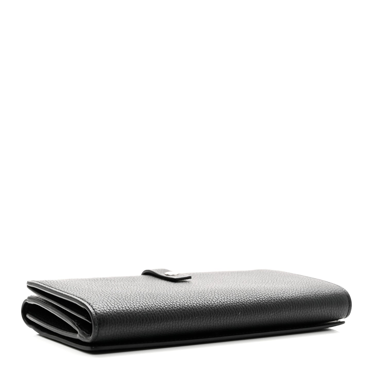 Grained Calfskin Flap Wallet Black