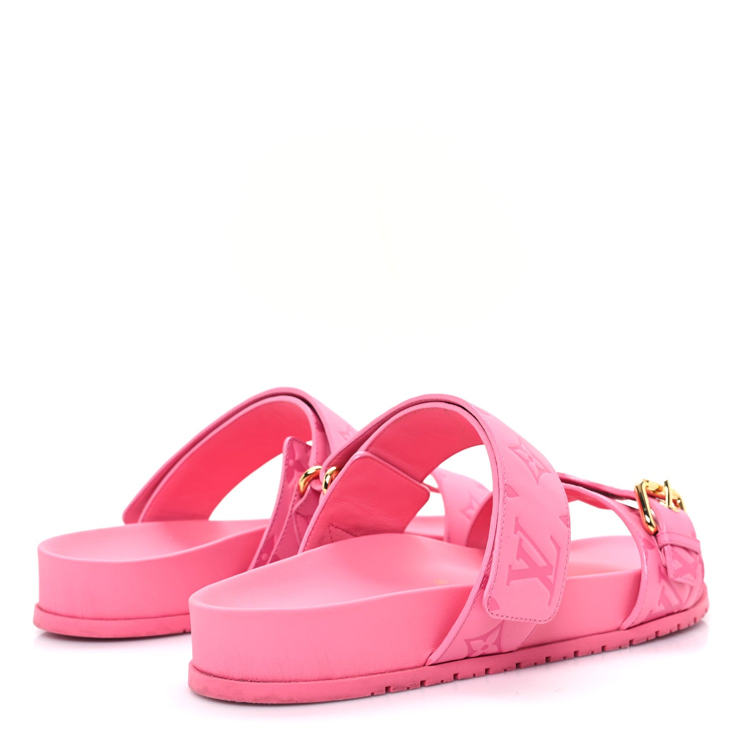 Louis Vuitton Calfskin Monogram Embossed Bom Dia Flat Mule Sandals 39 Pink 5 of 10