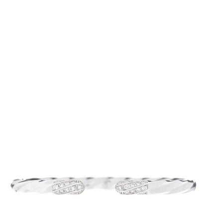 David Yurman Sterling Silver Diamond 5.5mm Cable Edge Bracelet 1 of 3
