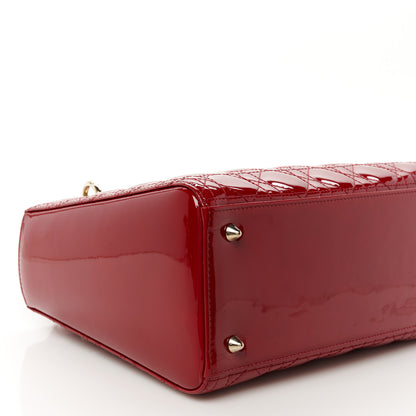 Christian Dior Patent Cannage Medium Lady Dior Burgundy Red 9 of 10