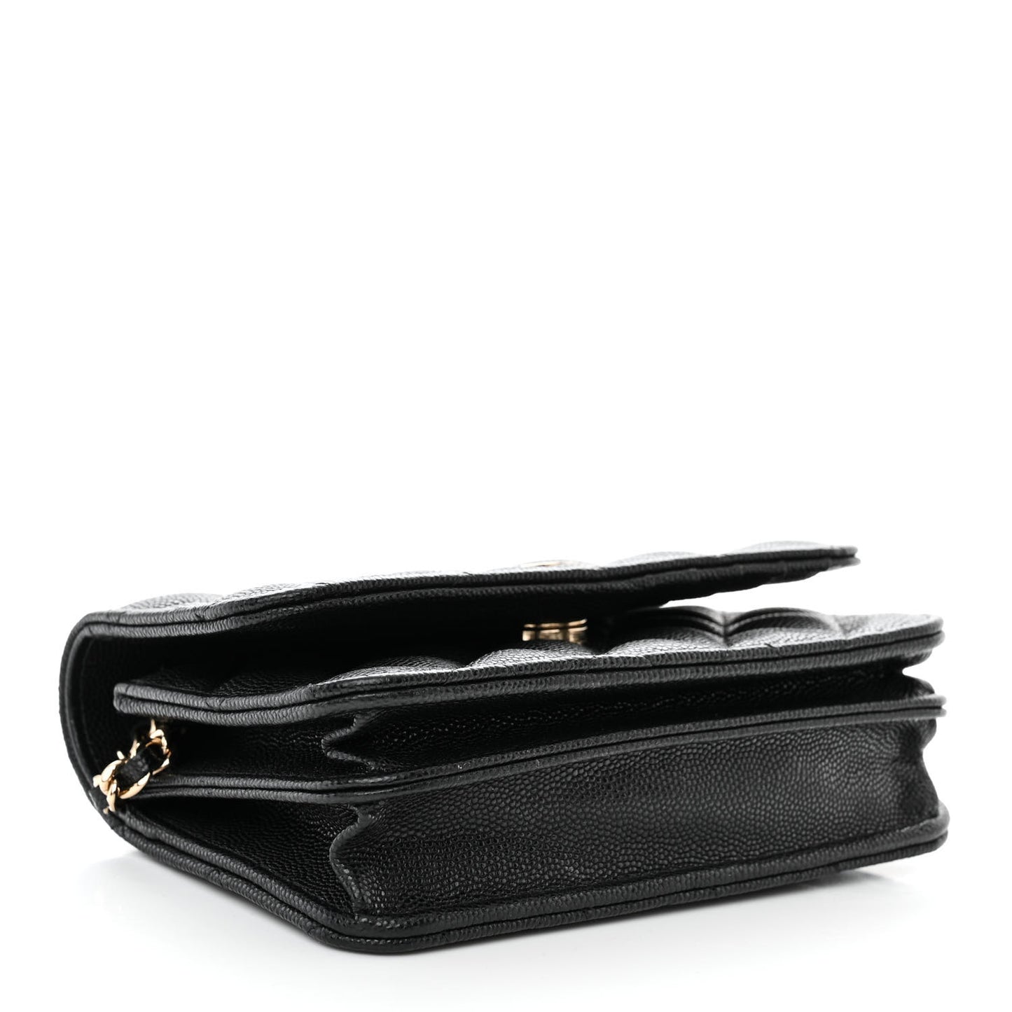 Caviar Quilted Mini Wallet On Chain WOC Black