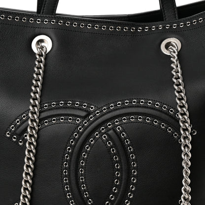 Chanel Grained Calfskin Large Coco Eyelets Shopping Tote Black 8 of 19