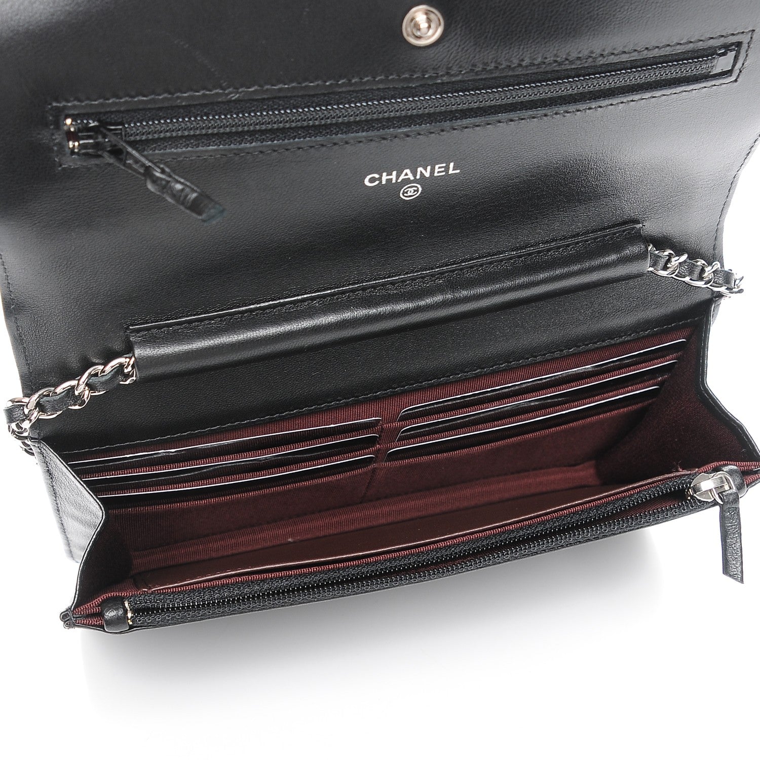 Chanel Lambskin Quilted Wallet On Chain WOC Black 5 of 9