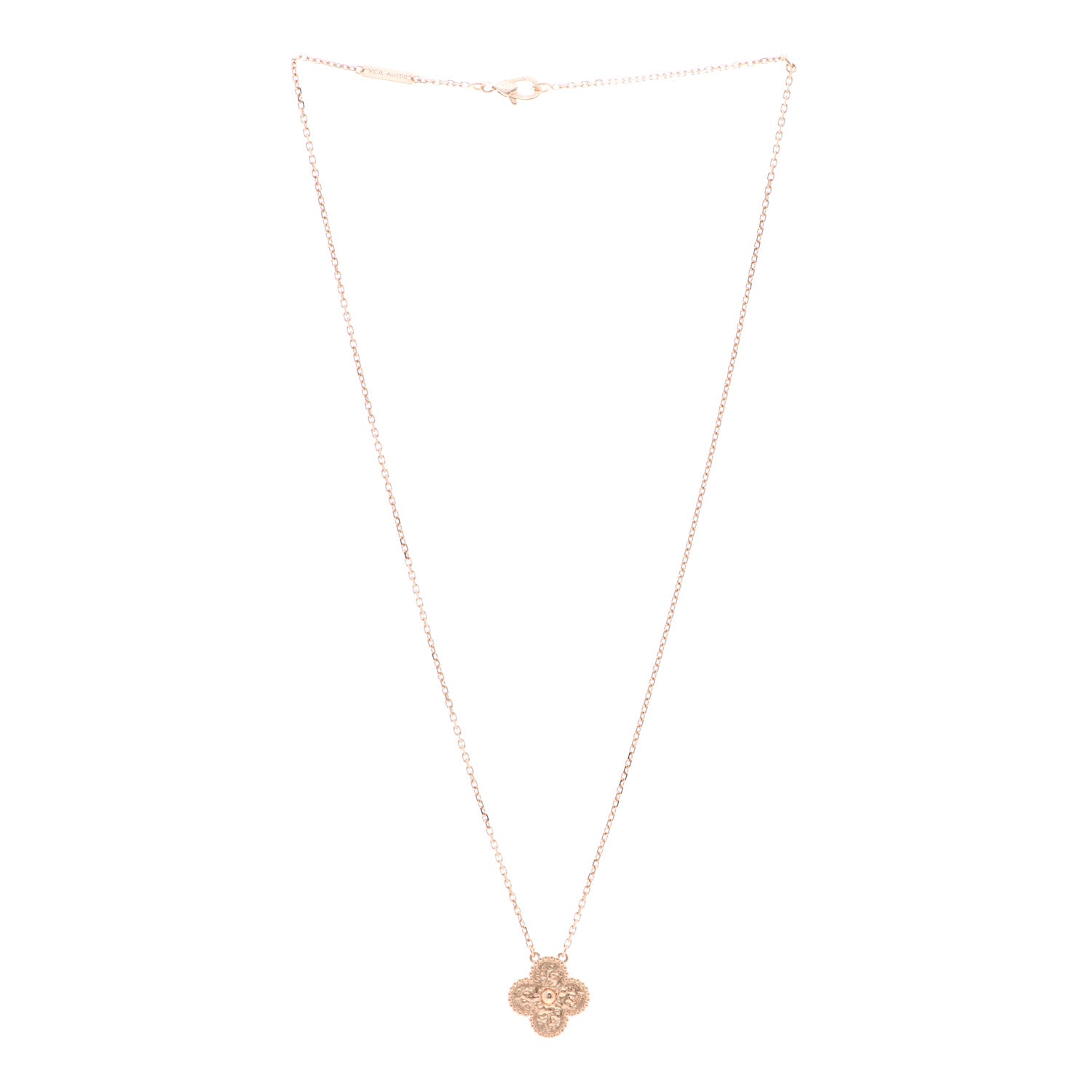Van Cleef & Arpels 18K Rose Gold Vintage Alhambra Pendant Necklace 3 of 5
